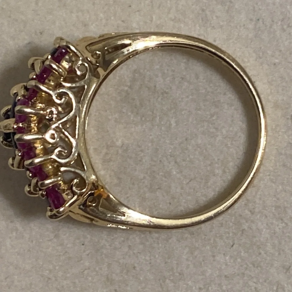 14K Gold Sapphire And Ruby Ring - Picture 7 of 10